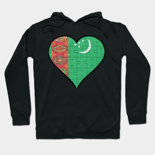 Turkmenistani Jigsaw Puzzle Heart Design - Gift for Turkmenistani With Turkmenistan Roots Hoodie